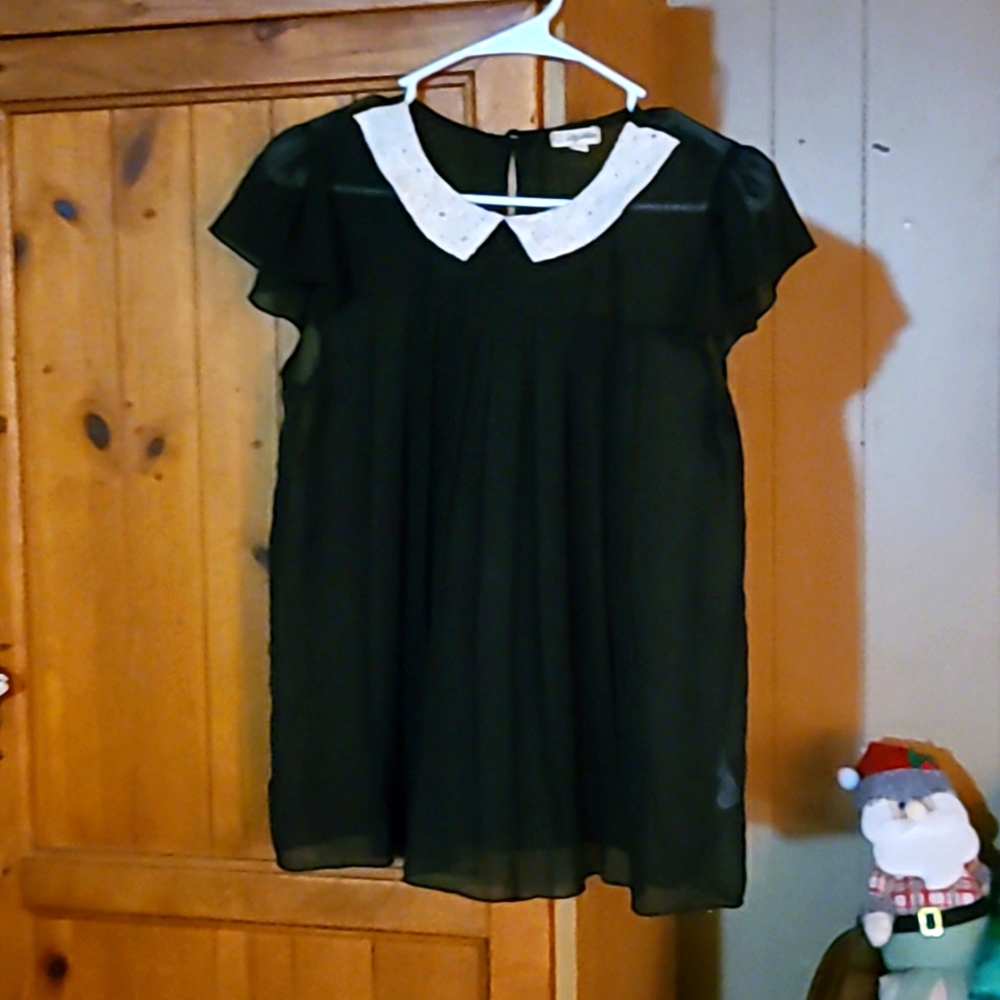 Lily White] sheer flowy black shirt!